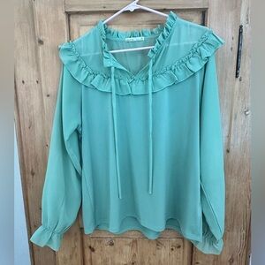 Kailey K Mint Green Blouse Fairycore Romantic Cottagecore Size XL